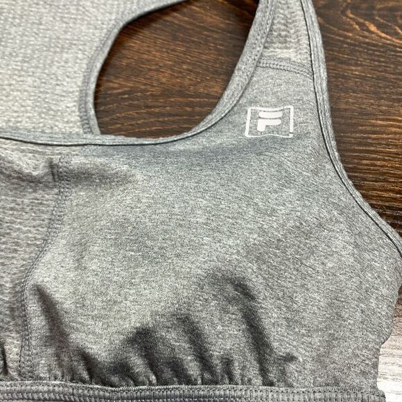Fila Women's Solid Pullover Lined Racerback Sports Bra Gray Size Medium - Picture 2 of 6